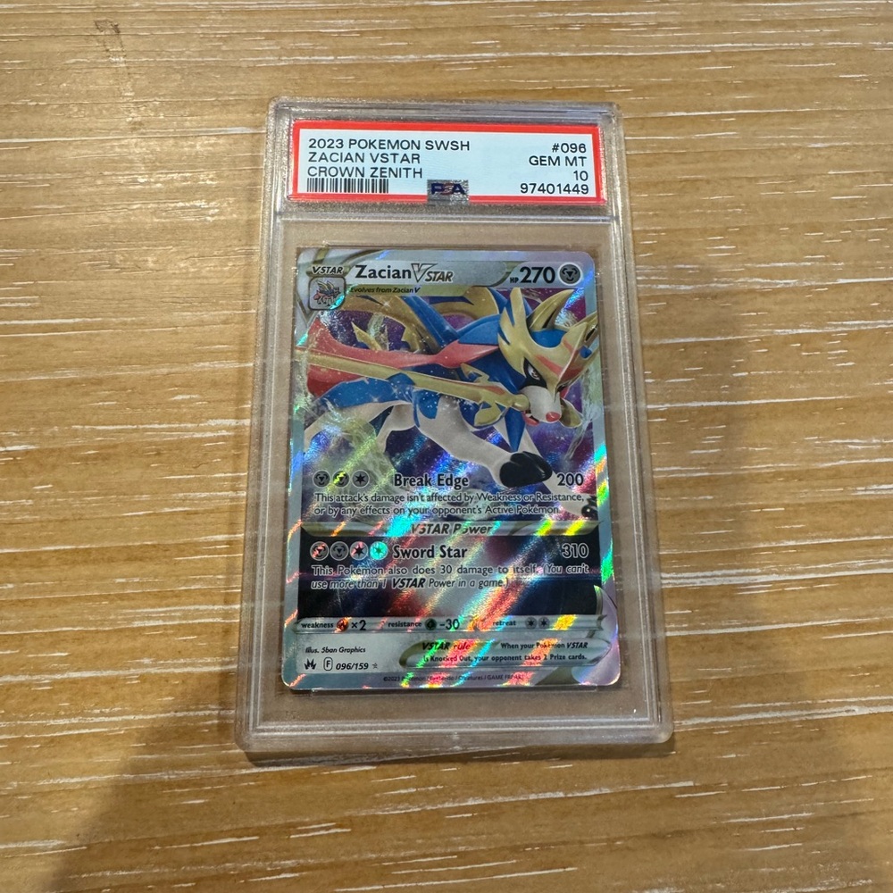 2023 Pokemon Sword & Shield Zacian VSTAR Holographic Trading Card PSA 10